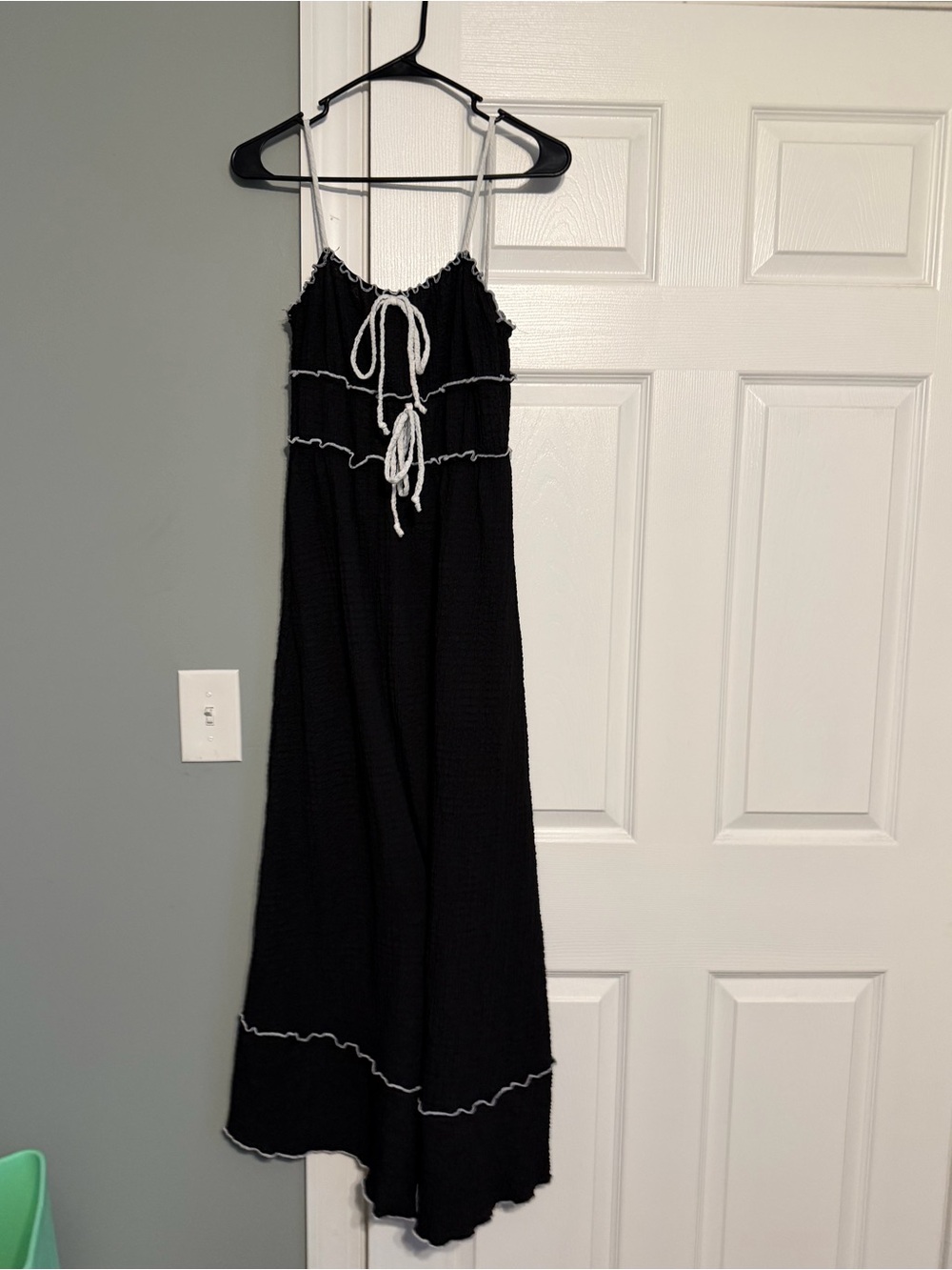 See You Monday Black Maxi Dress with White Trim